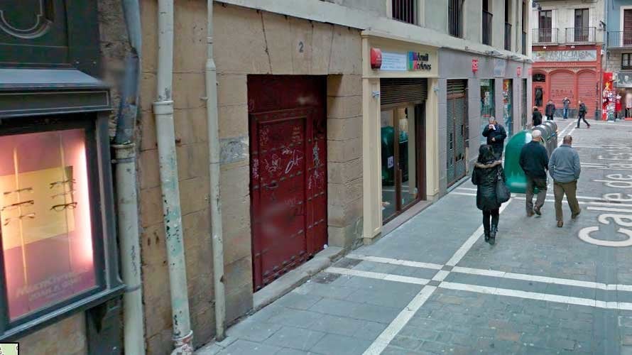 Altura de la calle Estafeta de Pamplona donde tuvo lugar la agresión.