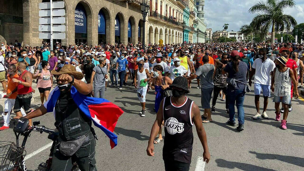 Protestas en Cuba ante la situación de crisis que vive el país. TWITTER